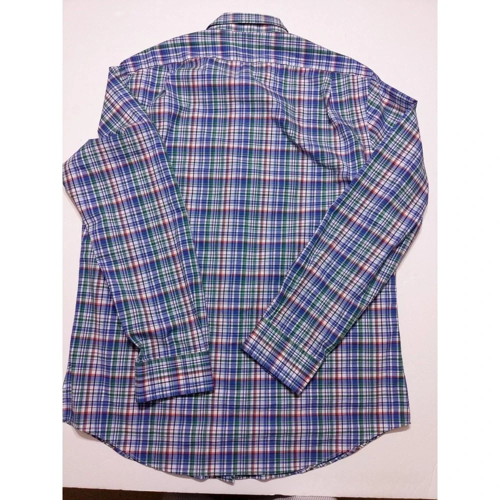 POLO RALPH LAUREN Long Sleeve Button Shirt Blue Green Red Plaid XL Slim‎ Fit